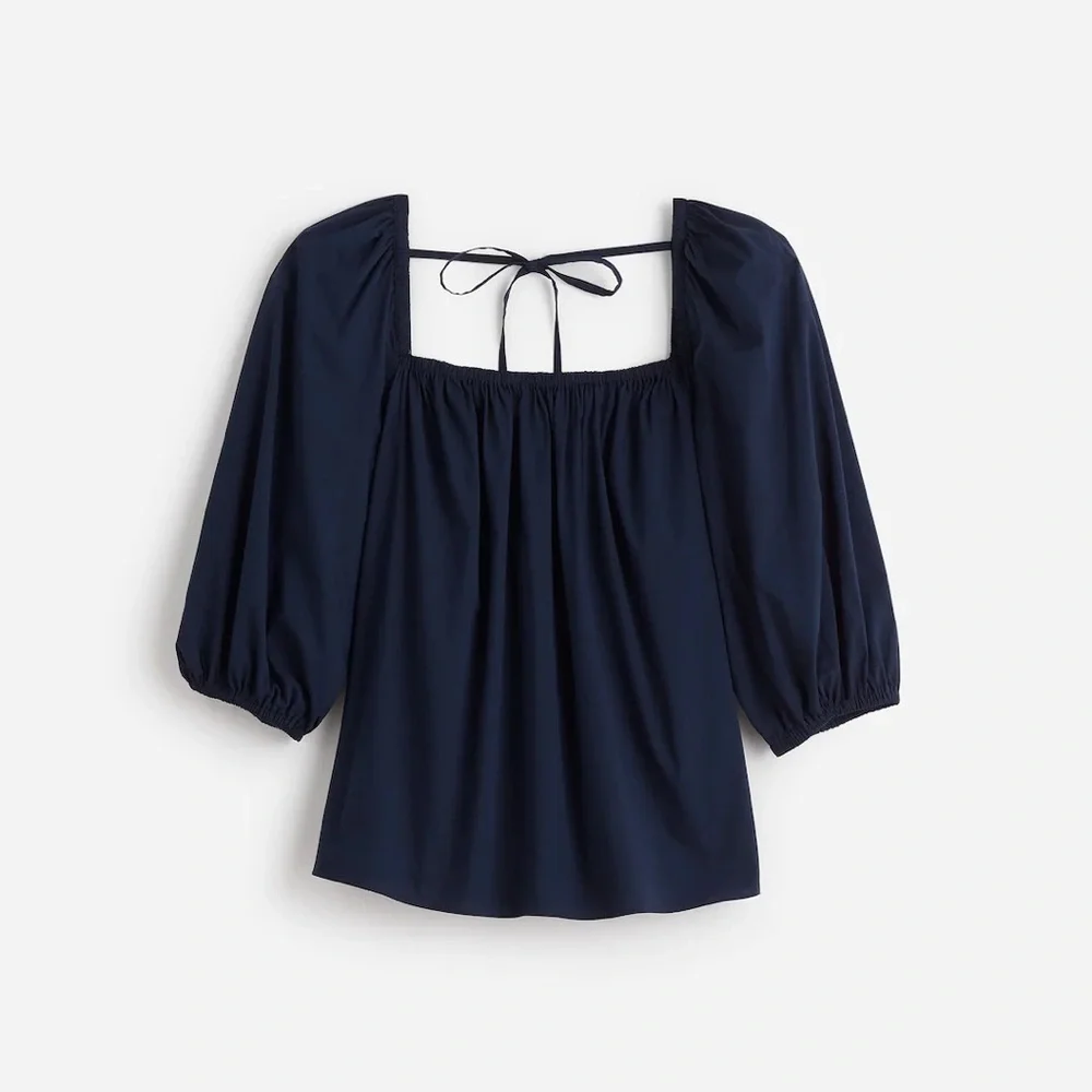 Madewell Puff-Sleeve Babydoll Top In Black Size 14 NWT